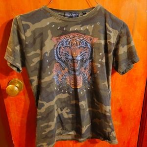 Affliction black label camouflage tshirt size small